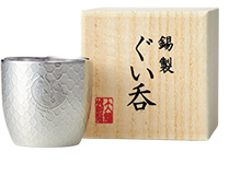 〔大阪錫器〕ぐい呑 鯛網 白