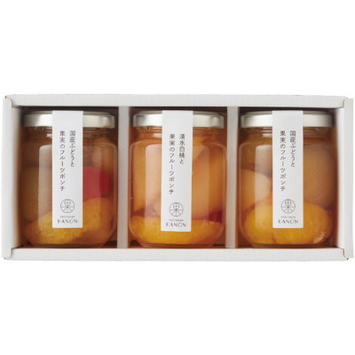 清水白桃&国産ぶどうと果実のフルーツポンチ 3本入り