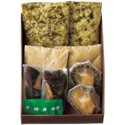 鮑と椎茸の焦がしバターソース あおさリゾット添え(2人前)